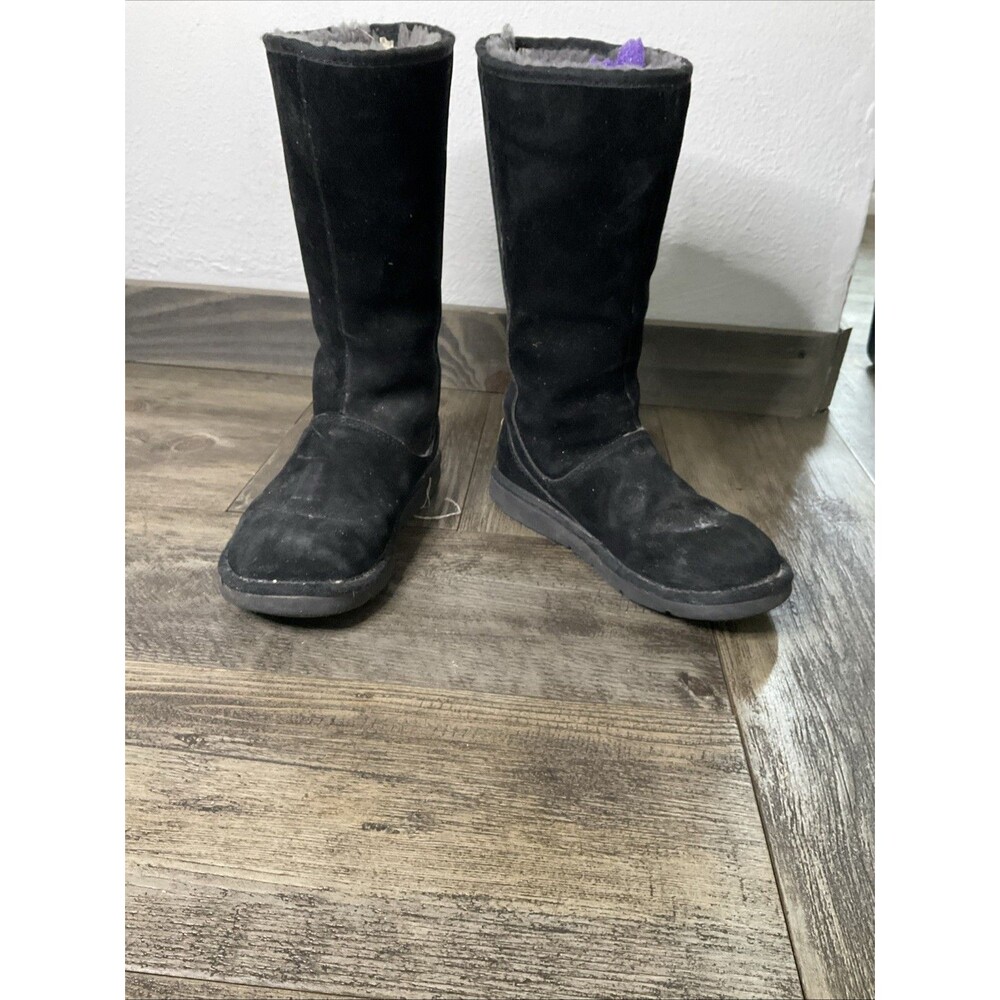 UGG Australia 5815 Black Suede Sheepskin Classic Tall Boots US 7/EUR 38